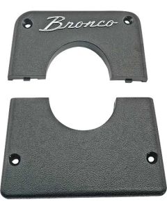 Custom Steering Column Cover - Black ABS Plastic - With A Raised Chrome Bronco Script