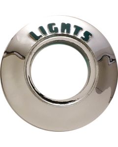 1960 Ford Thunderbird Headlight Switch Bezel, Chrome With Green Letters