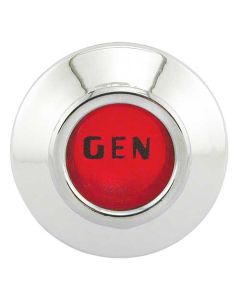 1960 Ford Thunderbird Dash Warning Light Insert, Red GEN Lens, Chromed Plastic Housing