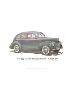 Print - 1940 Ford Deluxe Fordor Sedan (73B) - 12 X 18 - Unframed