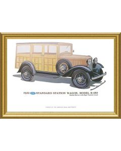 Print - 1932 Ford Station Wagon (B150) - 12 X 18 - Framed