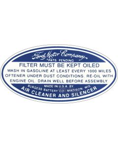 Dry Style Air Cleaner Decal - Ford Pickup Truck - Blue & White