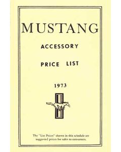 1973 Mustang New Car Accessory Price List