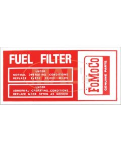 Ford Thunderbird Fuel Filter Decal, For Tri-Power Cars, 1962-63