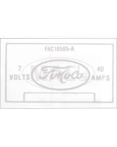 Voltage Regulator Decal - Ford