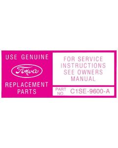 Ford Thunderbird Air Cleaner Decal, Service Instructions, 1961