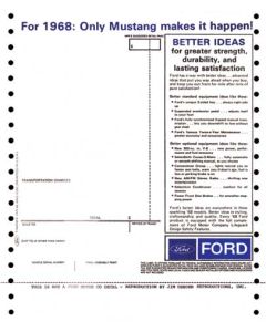 1968 Mustang New Car Window Price Sticker