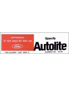 Decal - Air Cleaner - Autolite Parts - 250 - # C9ZF-9600-C