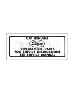 Ford Pickup Truck Air Cleaner Decal - Service Instructions