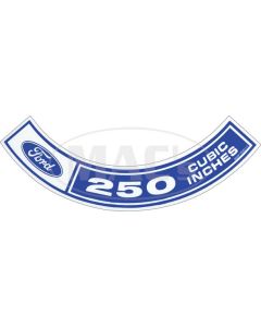 1970-1972 Mustang Air Cleaner Decal, 250 6-Cylinder
