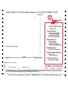 1959 Ford Thunderbird Window Price Sticker, New Car