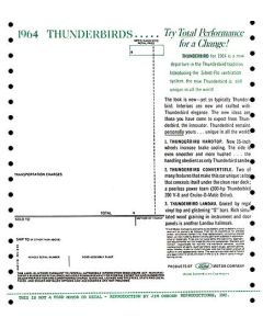 1964 Ford Thunderbird Window Price Sticker, New Car, Late 1964