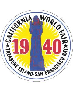 1940 California World Fair-Treasure Island San Francisco - Window Decal