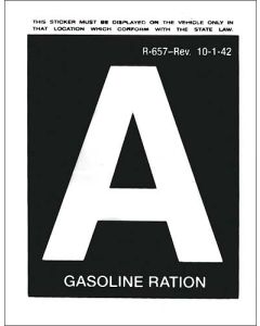 Nostalgia Decal - A Gasoline Ration - 3 Tall