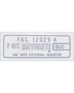 Ignition Coil Decal - Autolite - Ford