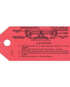 Radio Instruction Tag - Ford Passenger
