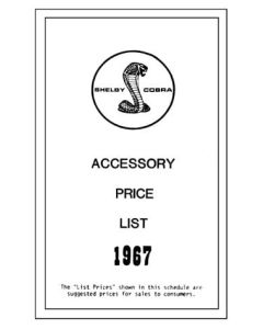 1967 Mustang Shelby New Car Retail Accessory Price List