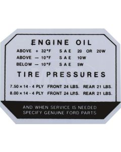 57-59 Icd Oil/tire Pressure