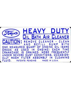 Ford Pickup Truck Air Cleaner Decal - Oil Bath