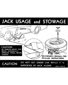 1968 Mustang Styled Steel Wheel Jack Instruction Decal