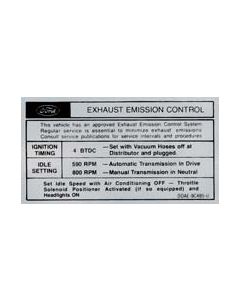 Emission Decal - 429 4-Barrel - Automatic Or Manual Transmission - DOAE-9C485-U - Before 1-1-70