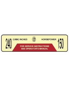 Ford Pickup Truck Air Cleaner Decal - 150 Horsepower 240 CID