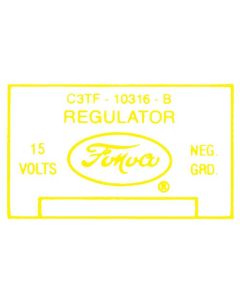 Ford Thunderbird Voltage Regulator Decal, 40 Amp, C3TF-B, 1963