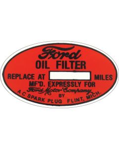AC Oil Filter Decal - Red , White & Black - Ford Truck