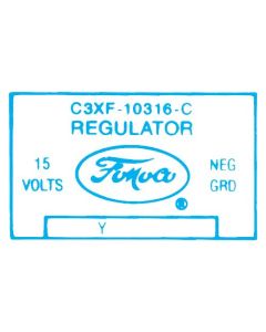 Ford Thunderbird Voltage Regulator Decal, 30 Amp, With Air Conditioning, C3XF-C, 1963