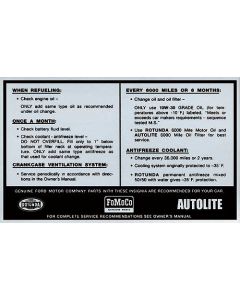 Ford Pickup Truck Service Specifications Decal