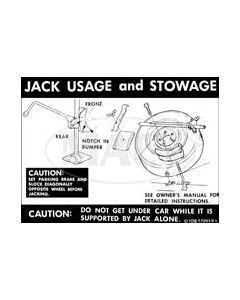 Decal - Jack Instructions - Torino Convertible - Regular Wheels