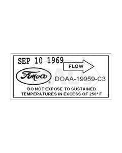 1971-1973 Ford Thunderbird Air Conditioning Dryer Decal