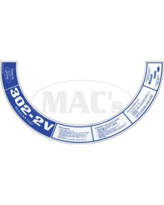 Ford Pickup Truck Air Cleaner Decal - 302 2V, Regular Fuel