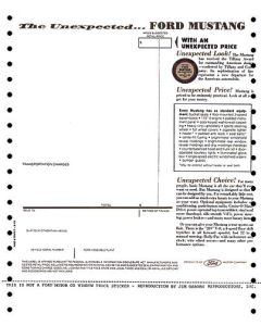 Late 1964 Mustang New Car Window Price Sticker
