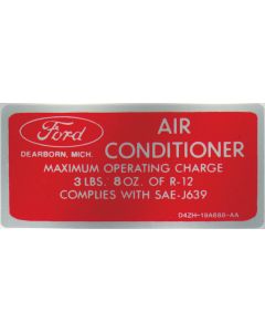 Ford Pickup Truck Air Conditioner Charge Decal