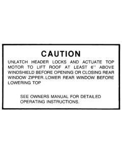 Convertible Top Caution Decal - Ford