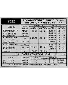 Tire Pressure Decal