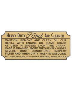 Heavy Duty Oil Bath Air Cleaner Decal - Ford Truck