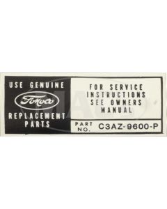 Galaxie ACD Service Instructions Decal, 1963