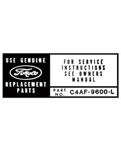 Air Cleaner Decal - Service Instructions - 289 V8 - Ford
