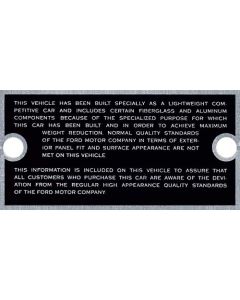 Glove Box Plate - Ford Lightweight Only