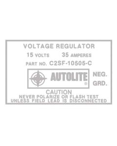 Voltage Regulator Decal - Without A/C - Ford