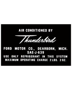 1964-1966 Ford Thunderbird Aluminum Air Conditioning Tag Decal