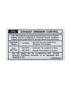 Decal - Emission - California 429 Cobra Jet - Automatic & Manual Transmission