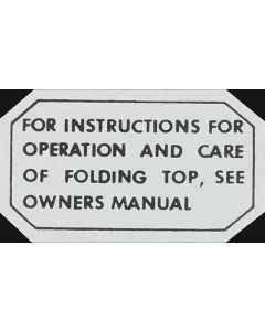 Ford Thunderbird Glove Box Decal, Folding Top, 1955-57