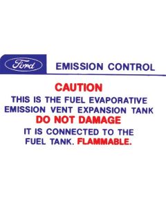 Emission Decal - California Emission Expansion Tank Caution- Ford