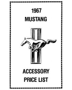 1967 Mustang New Car Accessory Price List