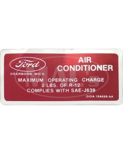 Torino/Ranchero Air Conditioner Charge Decal, 1971