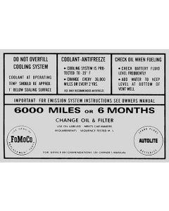 Service Specifications Decal - Comet & Montego