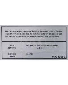Emission Decal - 429 4-Barrel - Automatic Transmission - C8AE-9C485-D